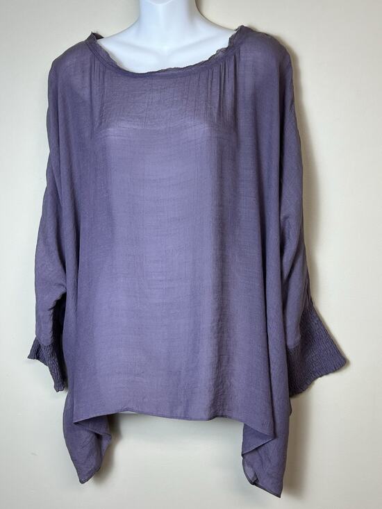 ee:some Tops - Boho Oversized Lavander Top Women's Large Batwing Sleeve Lagenlook Minimalist